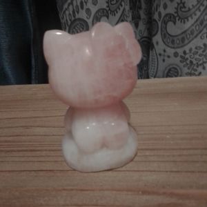 Natural Rose Quartz Hello kitty